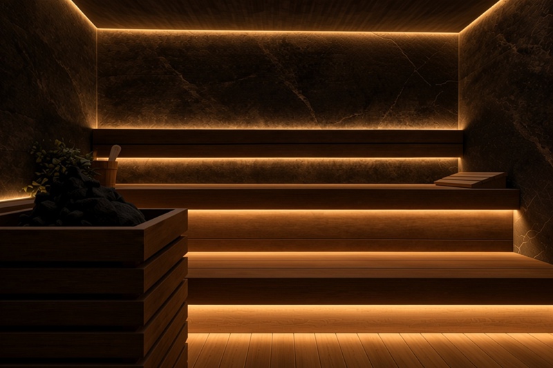 marble-wooden-sauna led strip